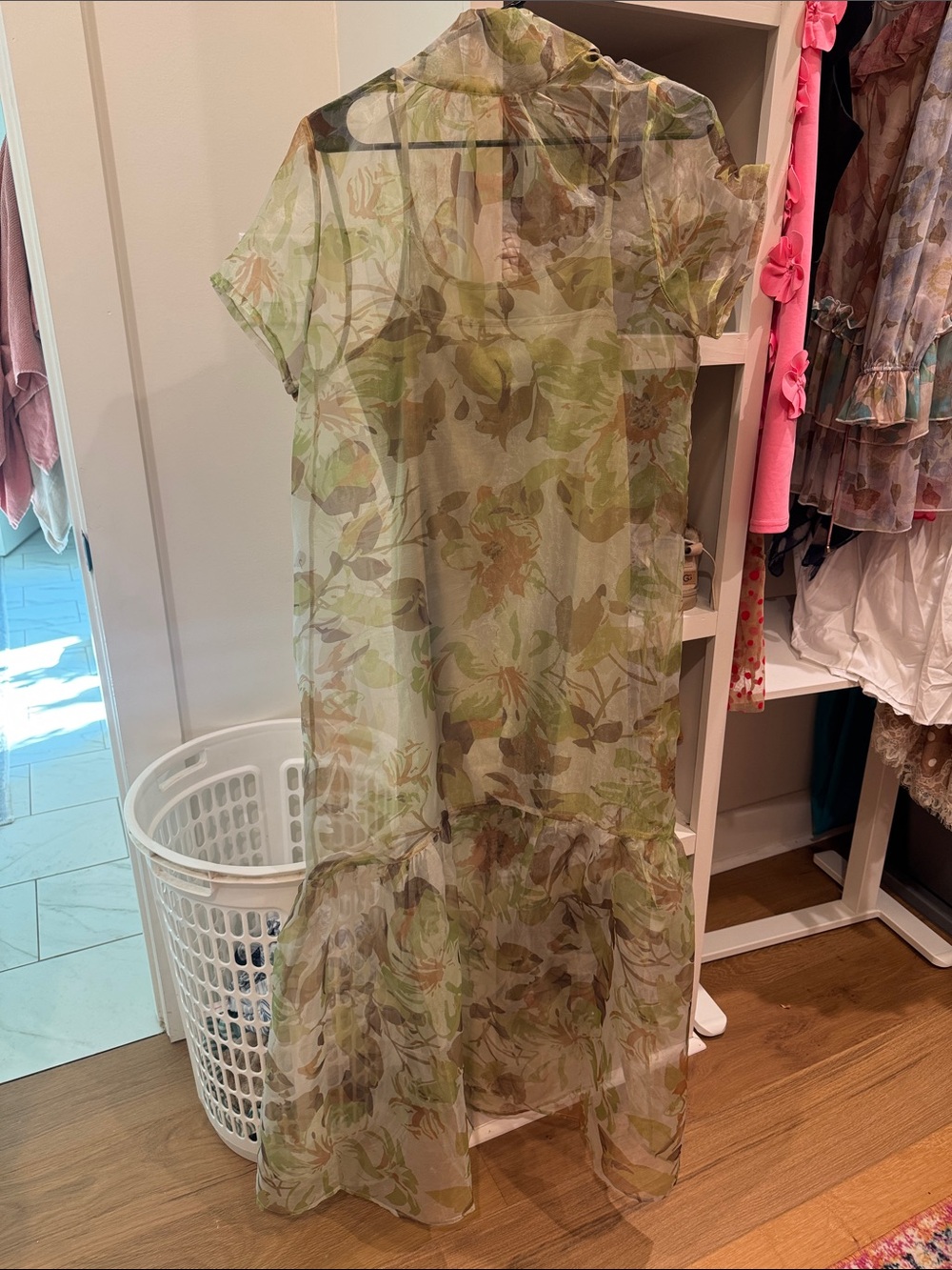 Sugarlips Floral Sheer Ruffle Hem Dress - Green